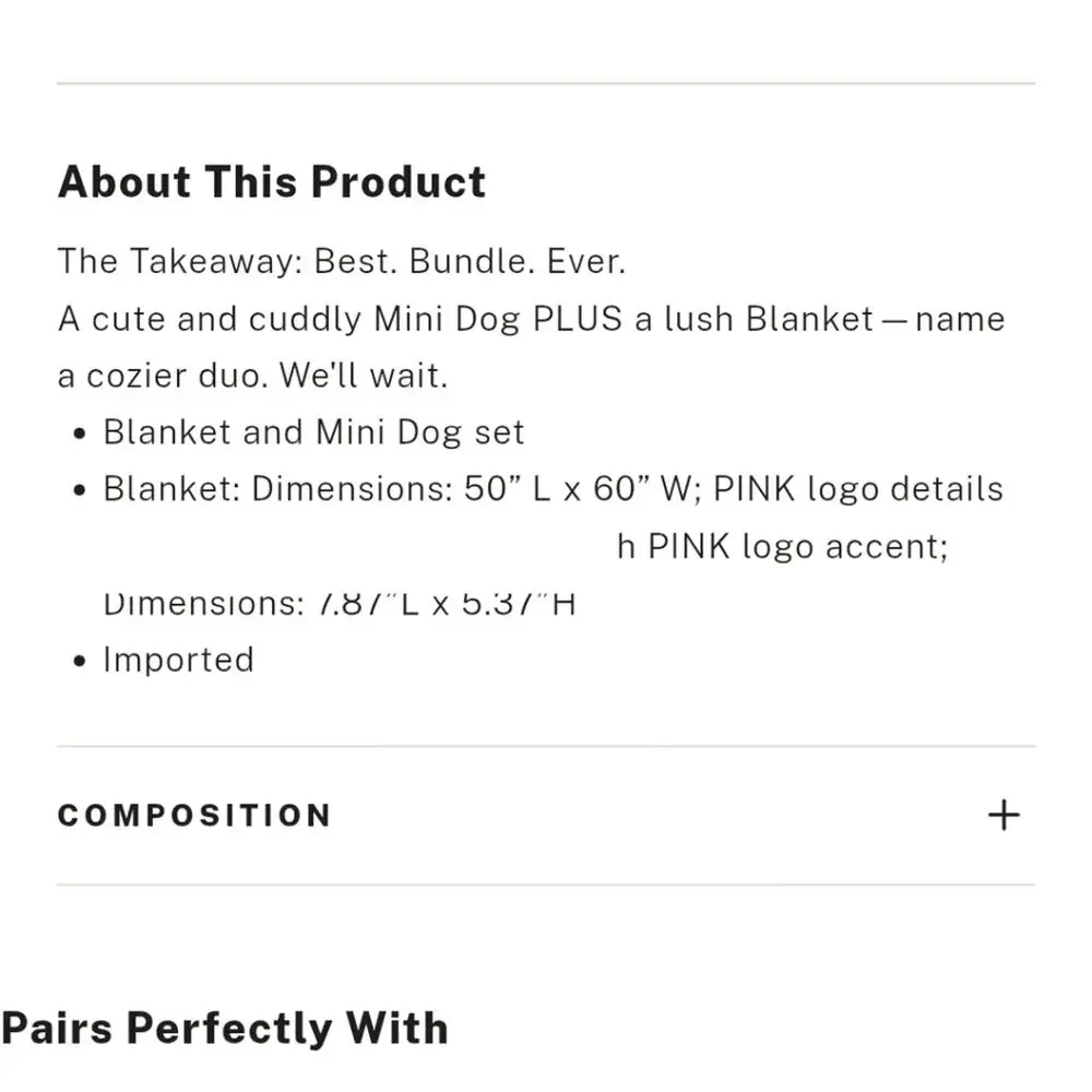 Victoria's Secret Pink Limited Edition Mini Dog + Cozy Logo Blanket NWT